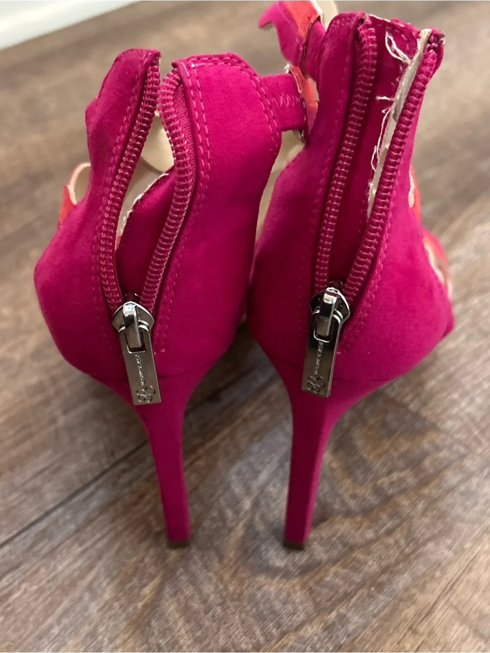 Jessica Simpson Pink and Coral Scalloped High Heel Sandals